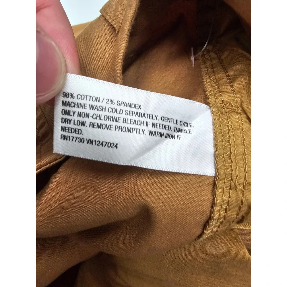 A New Day Womens Wide Leg Cargo Pants Brown Cotton Blend Casual Size 4